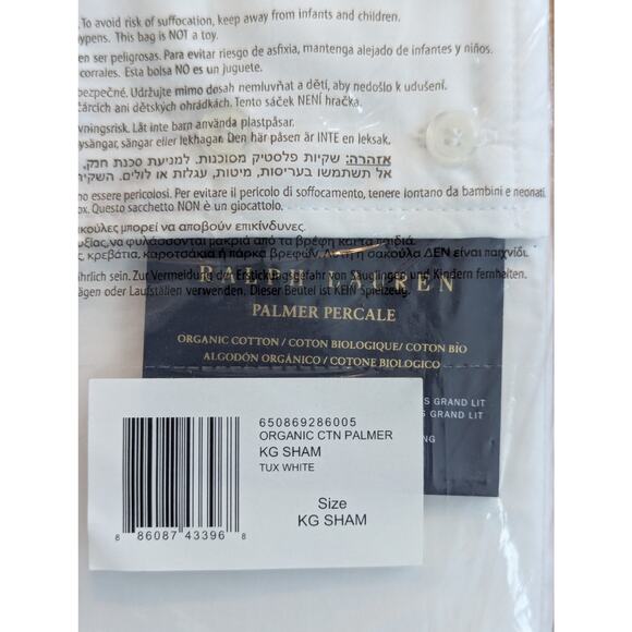 NWT Ralph Lauren King Sham Tux White Organic Cotton Palmer Percale Classic Crisp - Picture 2 of 3